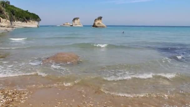 Praia Bonita Ilha Corfu Grécia — Vídeo de Stock