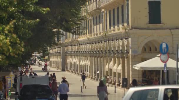 Calles Ciudad Corfú Arquitectura Del Casco Antiguo Corfú Grecia — Vídeos de Stock