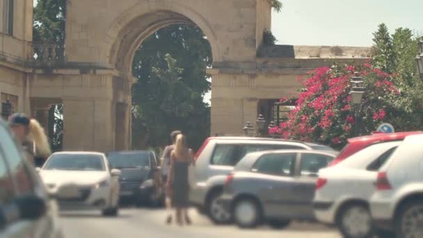 Ulice Miasta Korfu Architektura Starego Miasta Korfu Grecja — Wideo stockowe