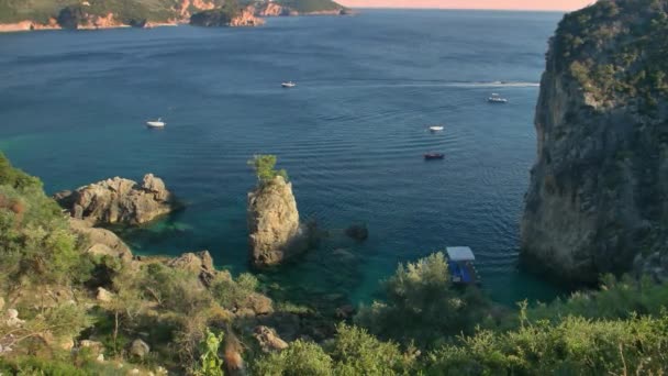 Rocky Coastline Corfu Island Greece — Stock Video