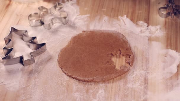 Personne Préparant Des Biscuits Pain Épice Pour Noël Début Coupe — Video