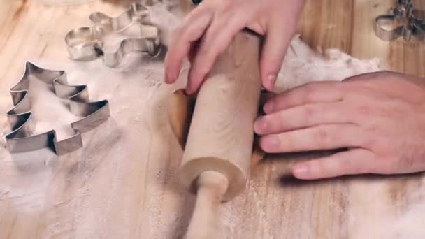Persona Che Prepara Biscotti Pan Zenzero Natale Partenze Taglio Renne — Video Stock