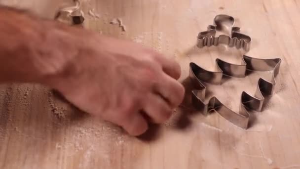 Personne Préparant Des Biscuits Pain Épice Pour Noël Début Coupe — Video