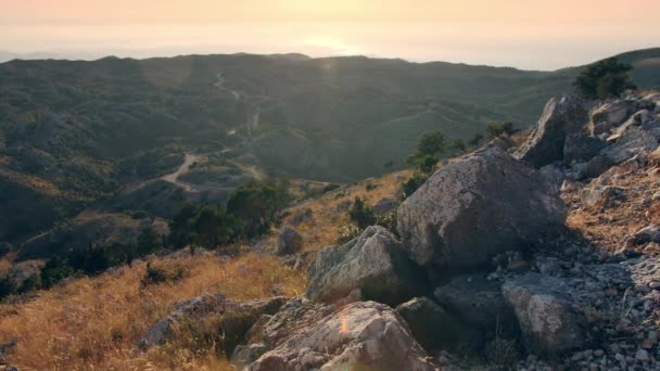 Západ Slunce Hory Pantocrator Krásná Krajina Korfu Řecko — Stock video