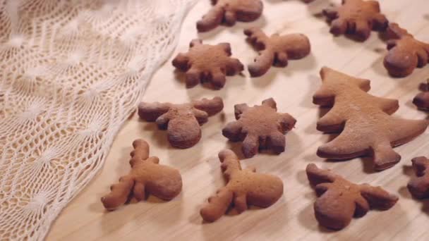 Personne Décorant Des Biscuits Pain Épice Pour Noël — Video