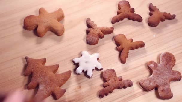 Personne Décorant Des Biscuits Pain Épice Pour Noël — Video