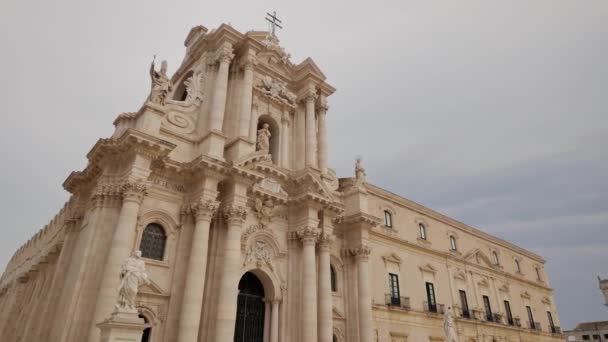 Katedra Syrakuzach Piękna Architektura Sycylii Włochy — Wideo stockowe