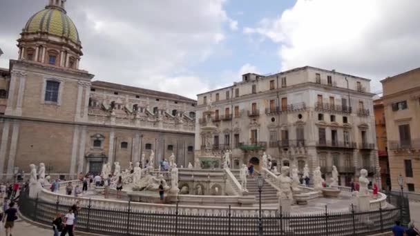 Details Pretoria Fountain Palermo Sicily — Stock Video