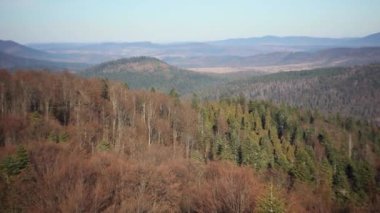 Sonbaharda güneşli bir günde güzel tepeler manzarası.