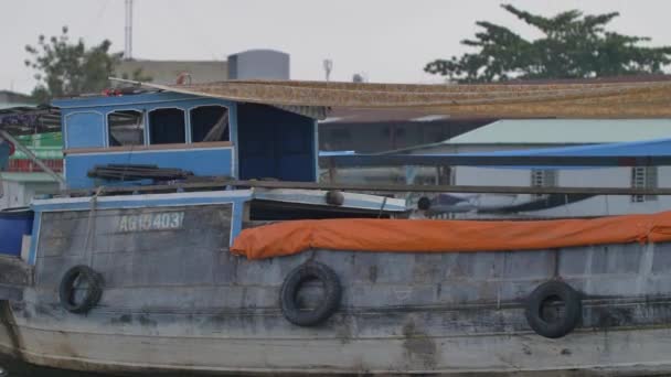 Delta Del Mekong Vietnam Vista Desde Barco Cai Mercado Flotante — Vídeo de stock