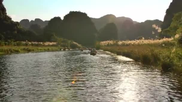 Lodě Řece Ninh Binh Vietnam — Stock video