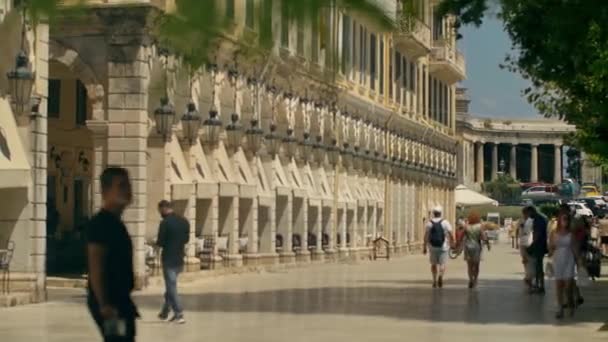 Calles Ciudad Corfú Arquitectura Del Casco Antiguo Corfú Grecia — Vídeo de stock