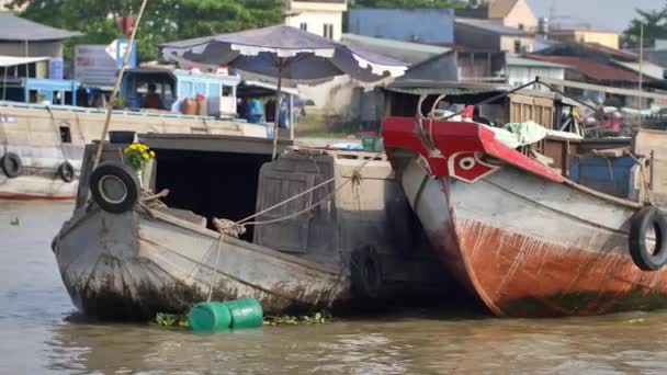 Delta Mekong Vietname Vista Barco Cai Seja Mercado Flutuante Sul — Vídeo de Stock