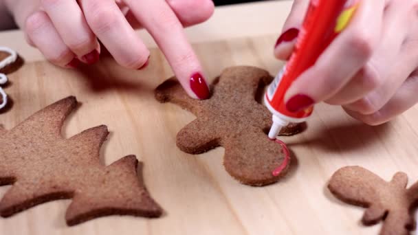 Persona Che Prepara Biscotti Pan Zenzero Natale Partenze Taglio Renne — Video Stock