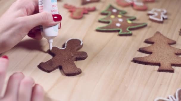 Personne Préparant Des Biscuits Pain Épice Pour Noël Début Coupe — Video