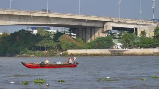 Delta Del Mekong Vietnam Vista Desde Barco Cai Mercado Flotante — Vídeos de Stock