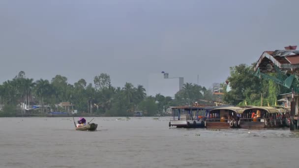 Delta Mékong Vietnam Vue Depuis Bateau Marché Flottant Cai Sud — Video