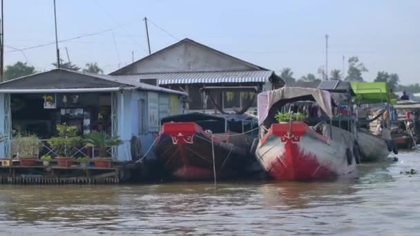 Das Mekong Delta Vietnam Blick Vom Boot Aus Cai Schwimmender — Stockvideo