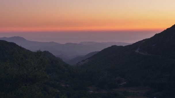 Захід Сонця Над Мальовничими Горами Корфу Греція — стокове відео