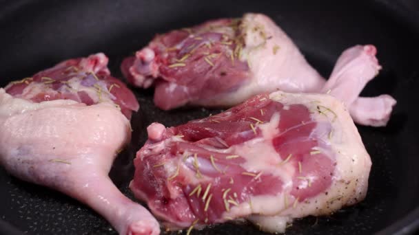Fried Duck Legs Pan — Stock Video