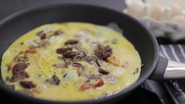 Beredning Omelett Till Frukost — Stockvideo