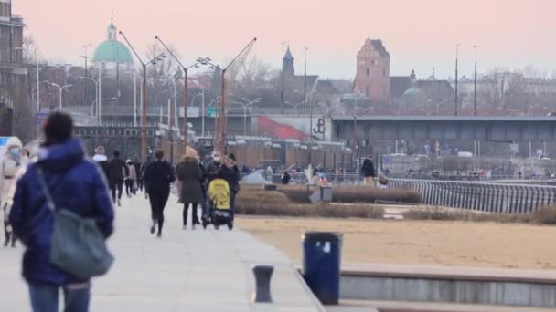 Varšava Polsko 2021 Lidé Chodí Ulicích Varšavského Starého Města Lidé — Stock video