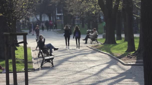 Warszawa Polska 2021 Ludzie Spacerujący Ulicami Starego Miasta Warszawie Ludzie — Wideo stockowe