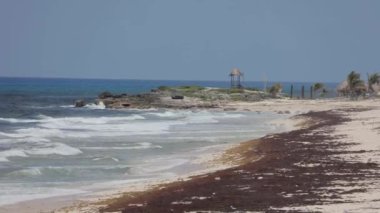 Cozumel Adası, Meksika 'da güzel, boş bir sahil..