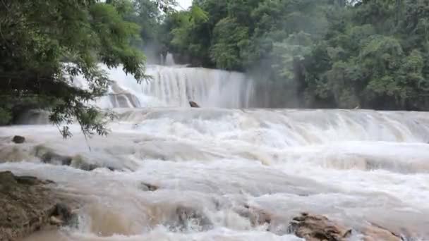 Cachoeiras Bonitas México Água Azul Vista Durante Estação Chuvosa — Vídeo de Stock