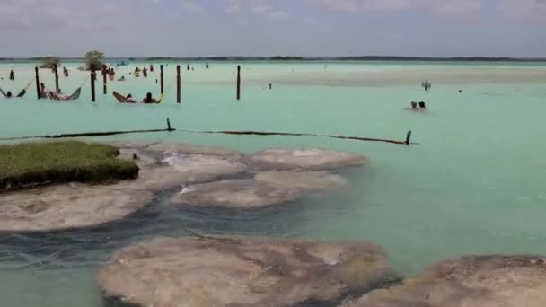 Frumoasă Lagună Culori Bacalar Mexic — Videoclip de stoc