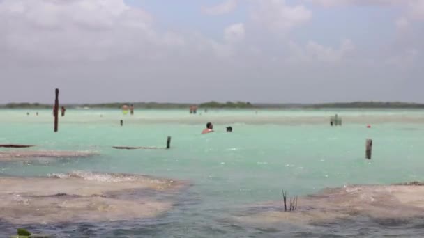 Warna Indah Laguna Bacalar Meksiko — Stok Video