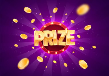 Win prize gold text on retro background vector banner. Winning money congratulations illustration for casino or online games. Gambling game advertising template. vector stock vector