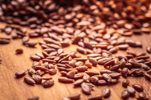 Heap of flax seeds linseed closeup — Stock Photo, Image