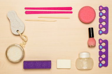 Pedikür aksesuarları araçları Üstten Görünüm