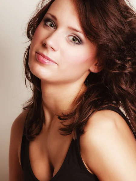 Portrait of girl brunette woman with curly hair — Stock Photo, Image