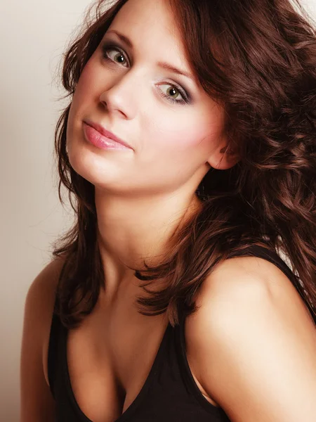 Portrait of girl brunette woman with curly hair Stock Picture