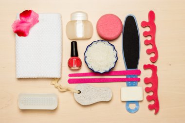 Pedikür aksesuarları araçları Üstten Görünüm