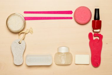 Pedikür aksesuarları araçları Üstten Görünüm