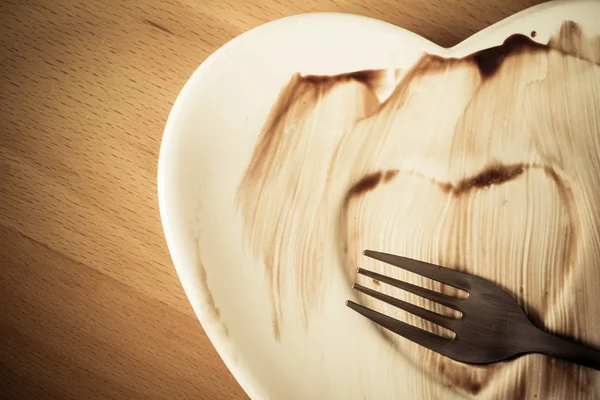 Closeup of dirty saucer plate. — Stock Photo, Image