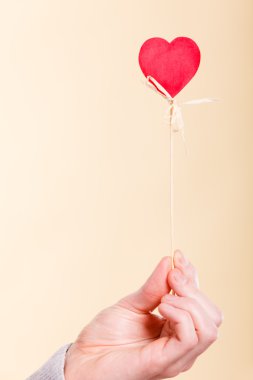 Ahşap çubuk üzerinde kalp. 