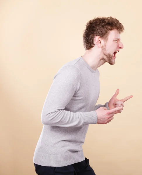 Angry blonde man portrait. — Stock Photo, Image