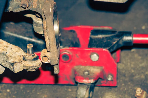 Jack de carro durante o trabalho . — Fotografia de Stock