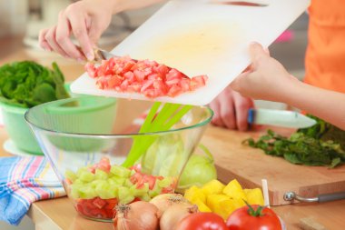 Çift taze sebze gıda salata hazırlık