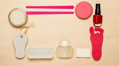 Pedikür aksesuarları araçları Üstten Görünüm
