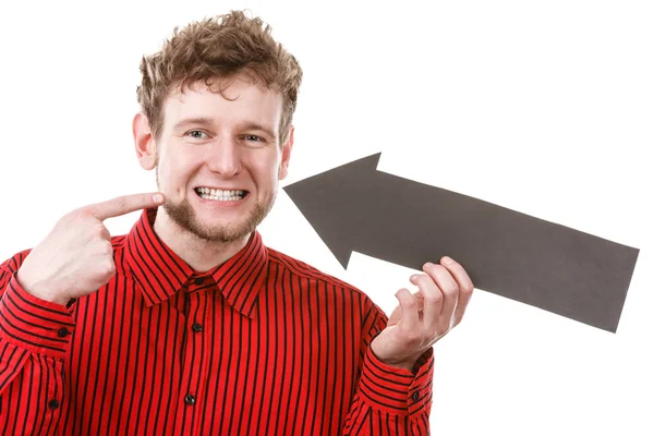 Homem mostrando seu sorriso dentista perfeito . — Fotografia de Stock