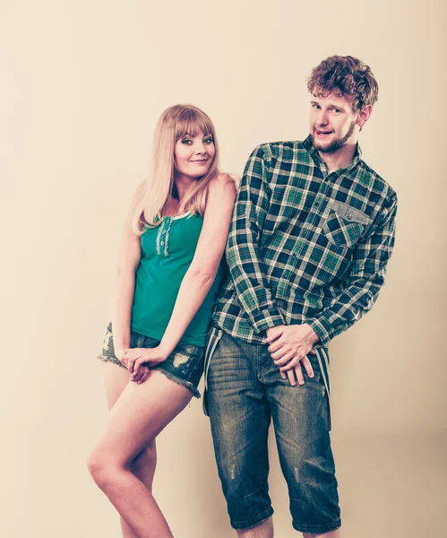 Young happy smiling teen couple — Stock Photo, Image