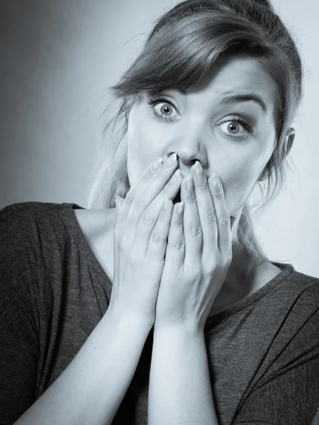 Scared frightened young female — Stock Photo, Image