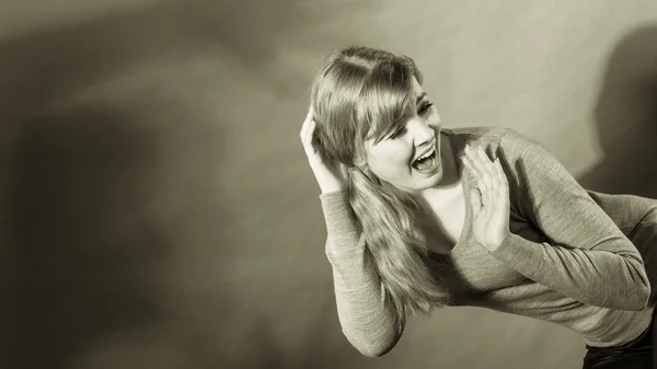 Scared terrified woman — Stock Photo, Image