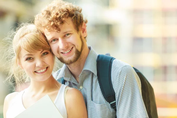 Couple with blueprint project outdoor — Stock Photo, Image