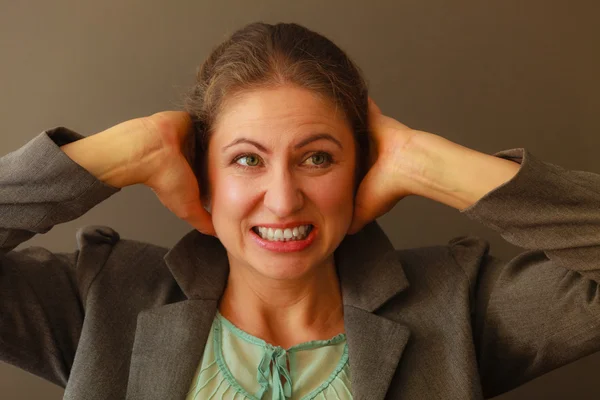 Stressed business woman portrait — Stock Photo, Image